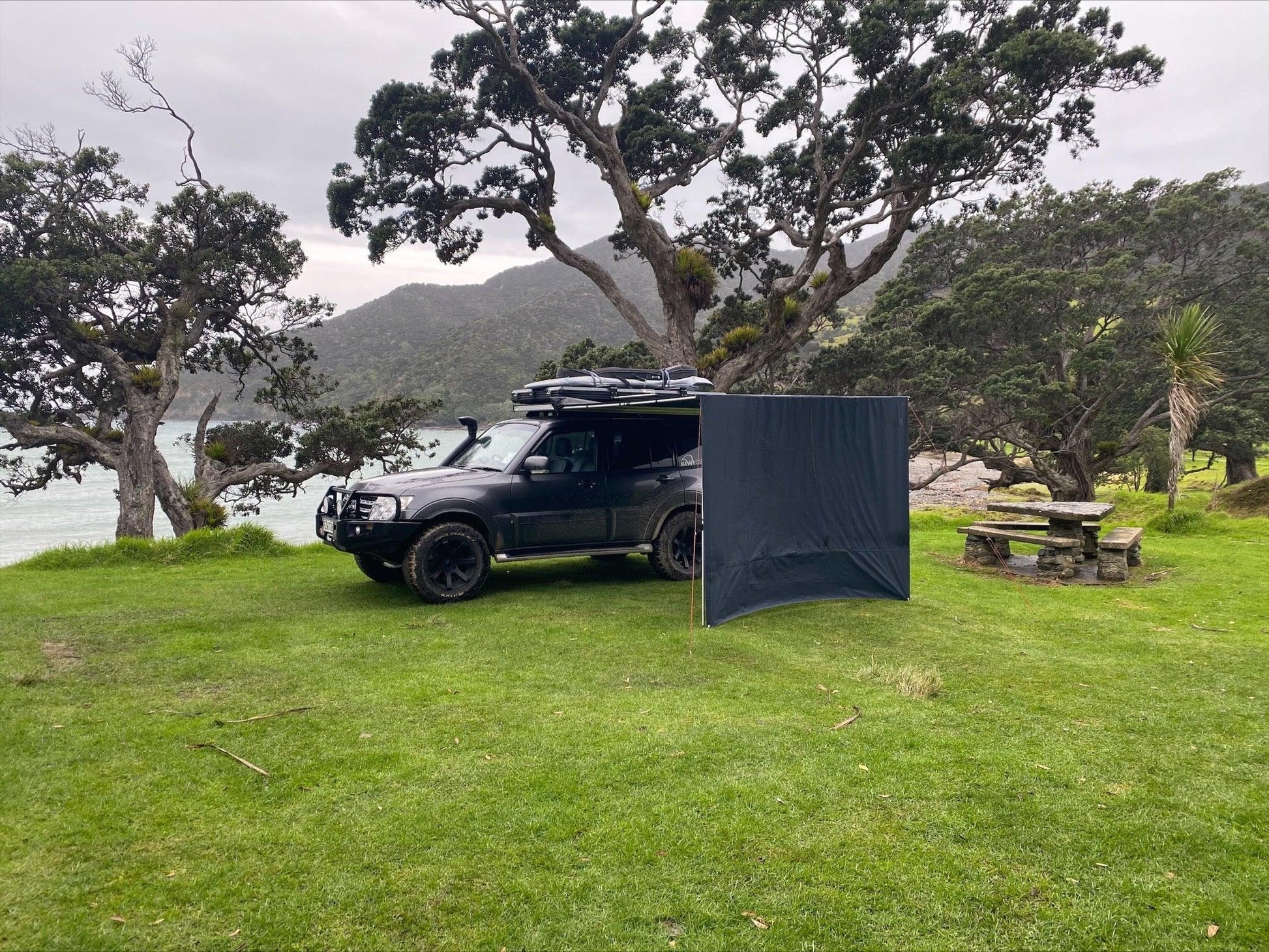 Tuatara 2.5 x 2.5m Side Awning - Front Wall - Kiwi Overland