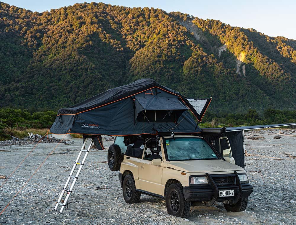 suzuki grand vitara roof top tent Kiwi Camping Tuatara Soft Shell Rooftop Tent